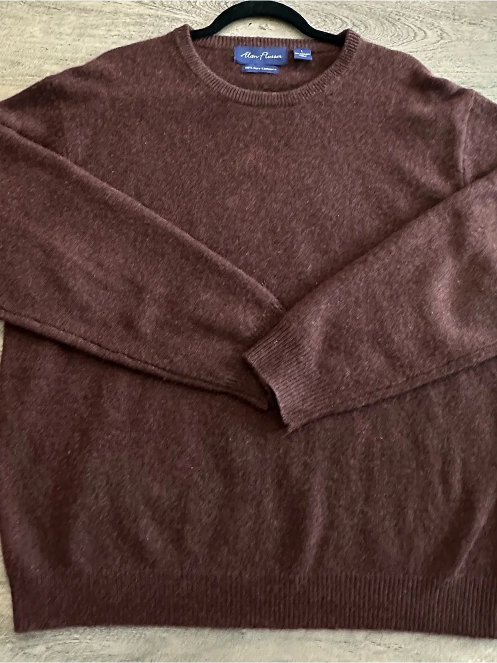 Alan Flusser Men's Chestnut Brown Crewneck Cashmere Sweater Old Money L